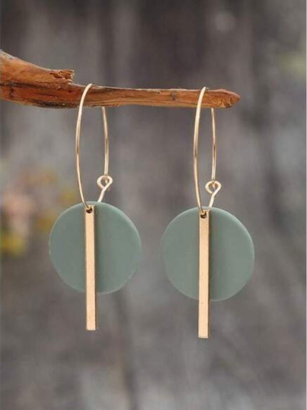 Bohemian Minimalist Geometric Circle & Bar Shape Alloy Hoop Earrings, Fas